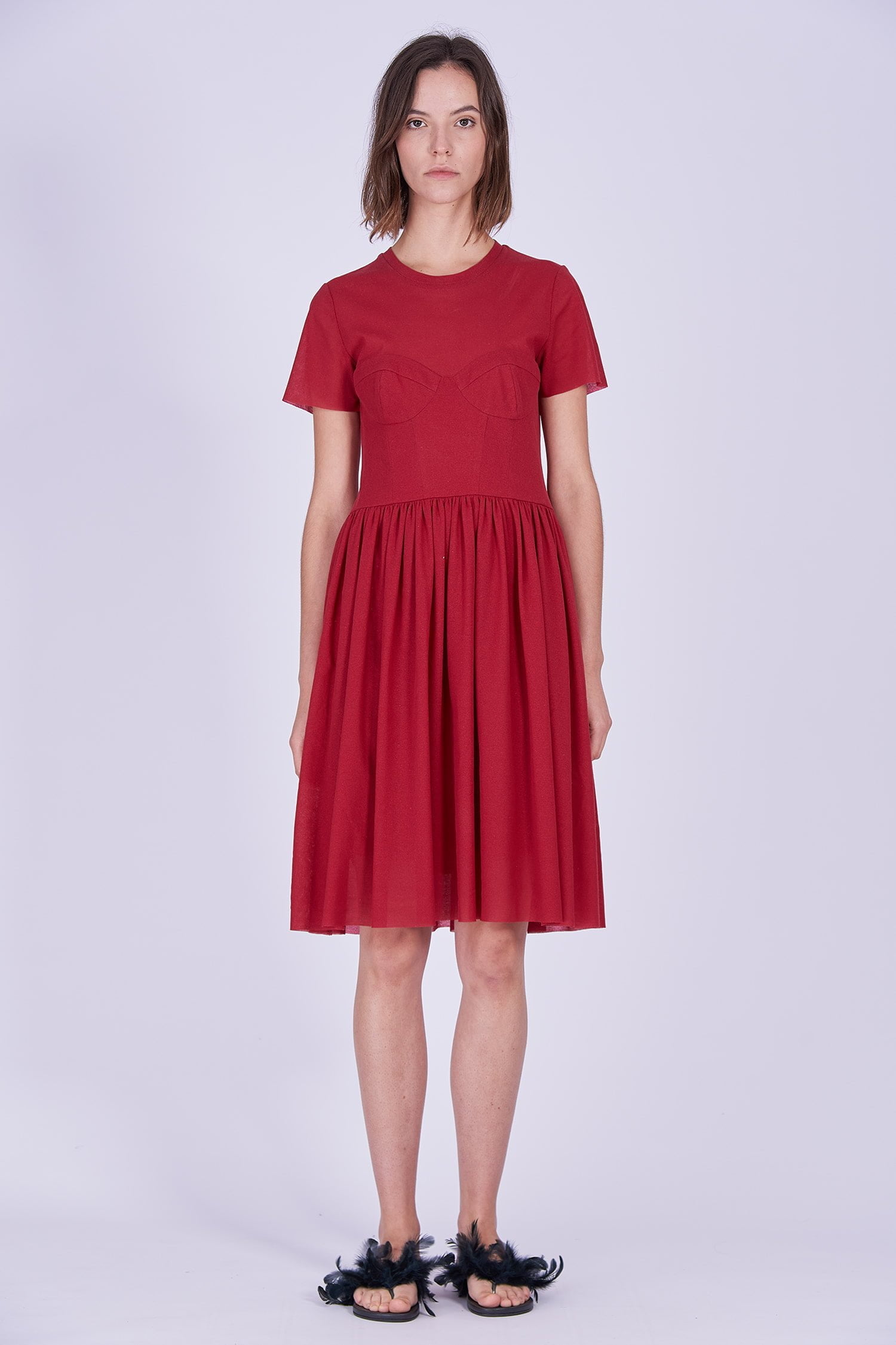 Acephala Ps2020 Red Midi Date Dress Czerwona Sukienka Wieczorowa Randka Front