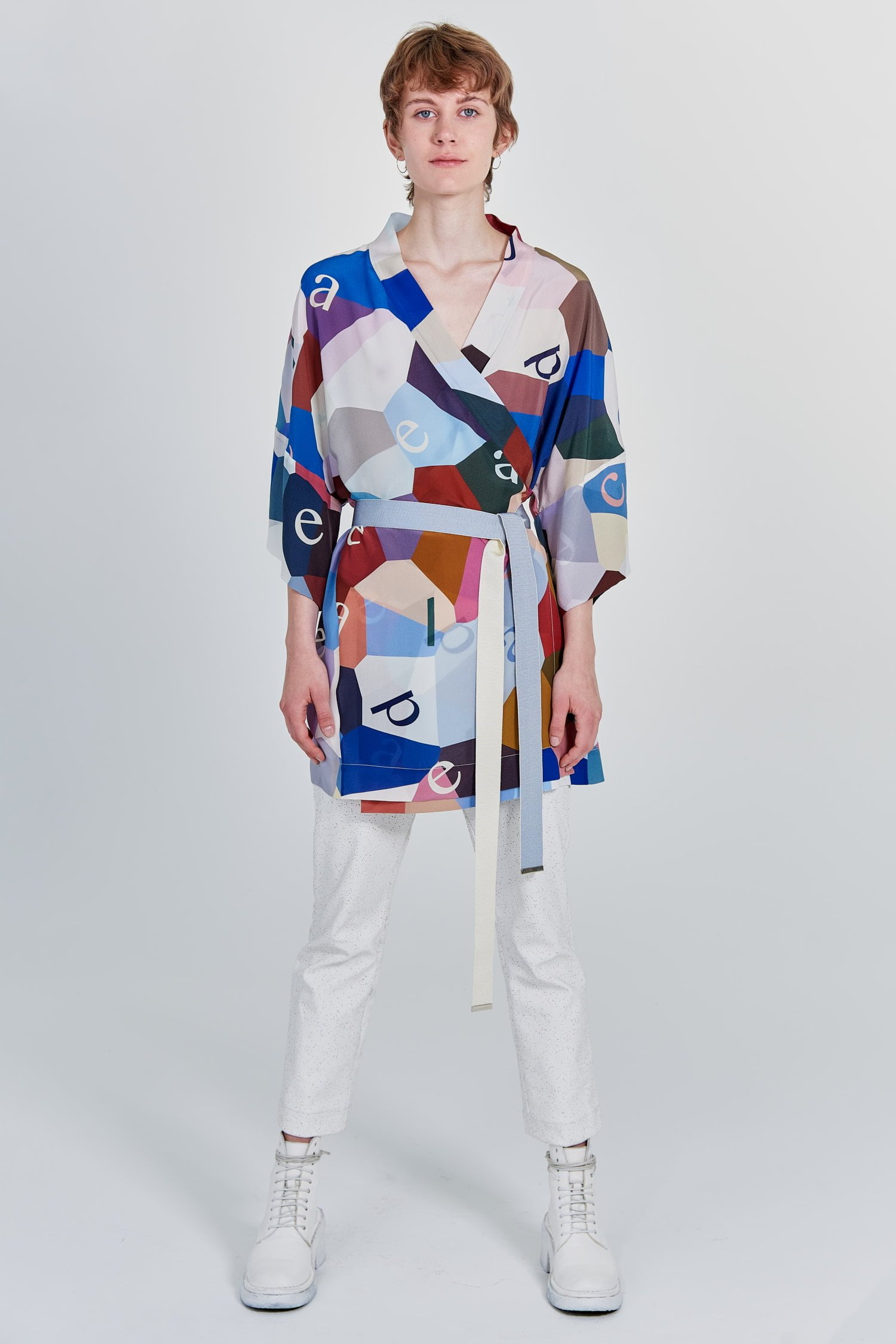 Acephala Fw 2020 21 Printed Silk Kimono Front