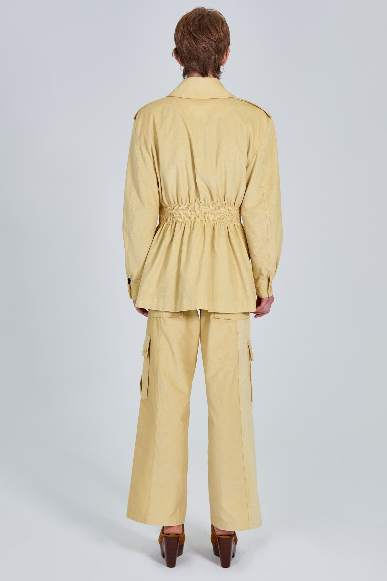 Acephala Fw 2020 21 Yellow Corduroy Trousers Jacket Female Back