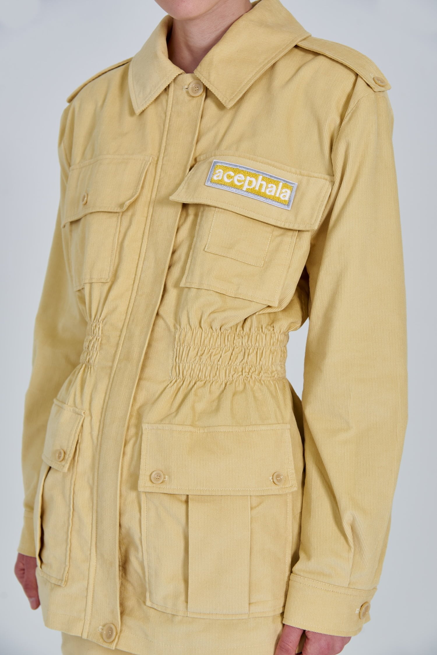 Acephala Fw 2020 21 Yellow Corduroy Trousers Jacket Female Detail