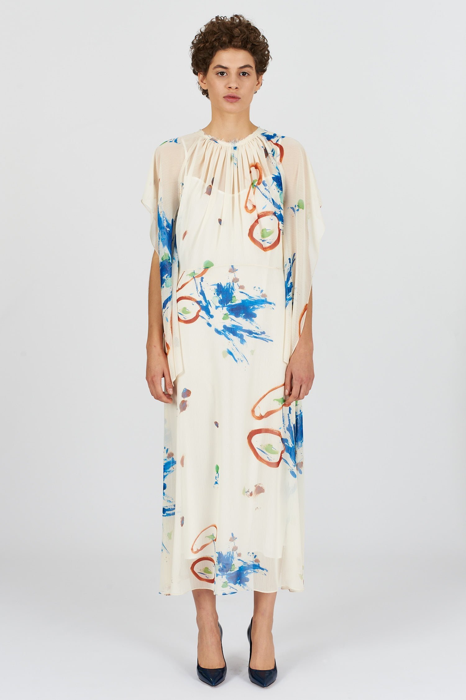 Acephala Fw2021 22 Transparent Printed Long Dress 01