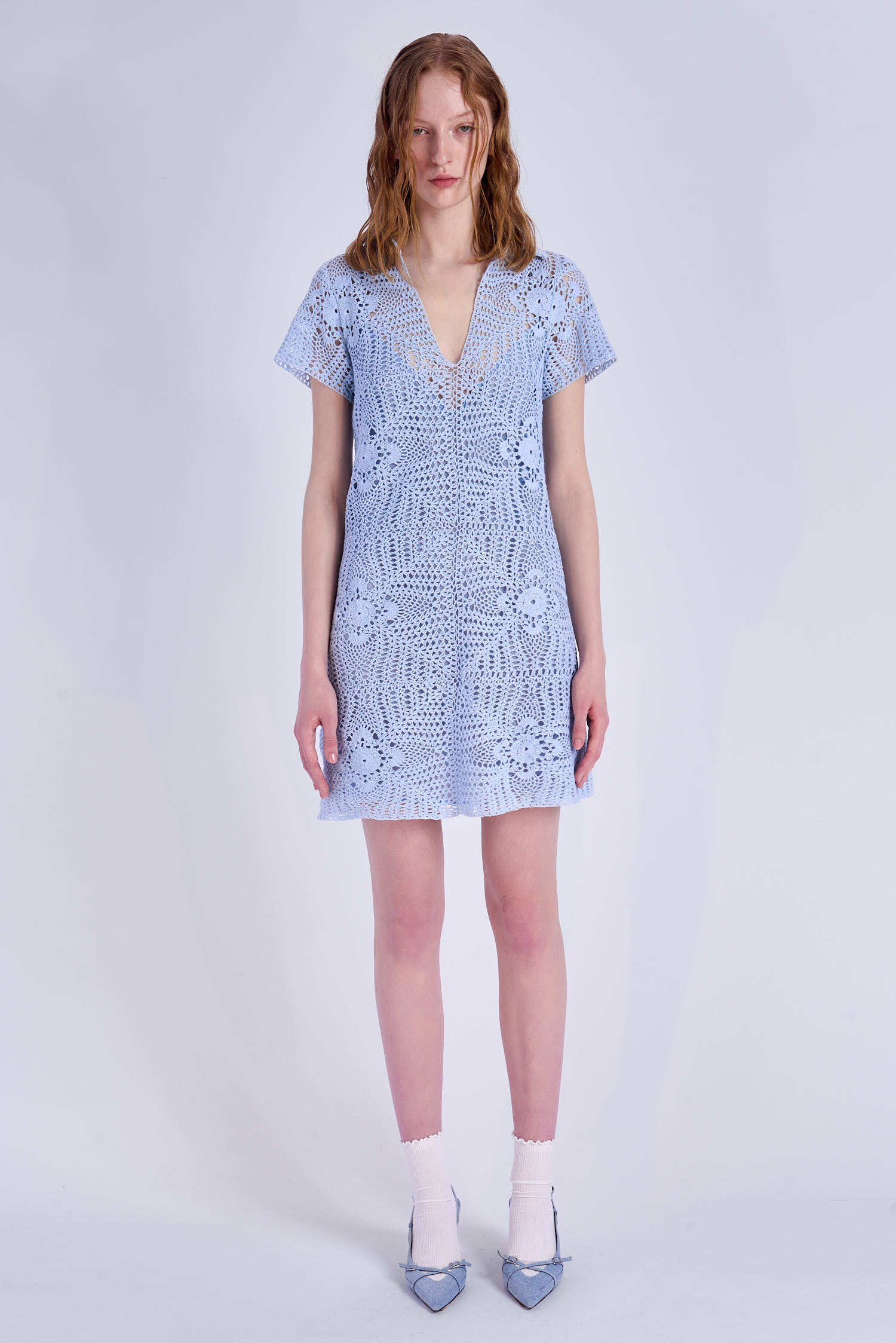 Acephala Ss2024 Online Blue Crochet Dress 035
