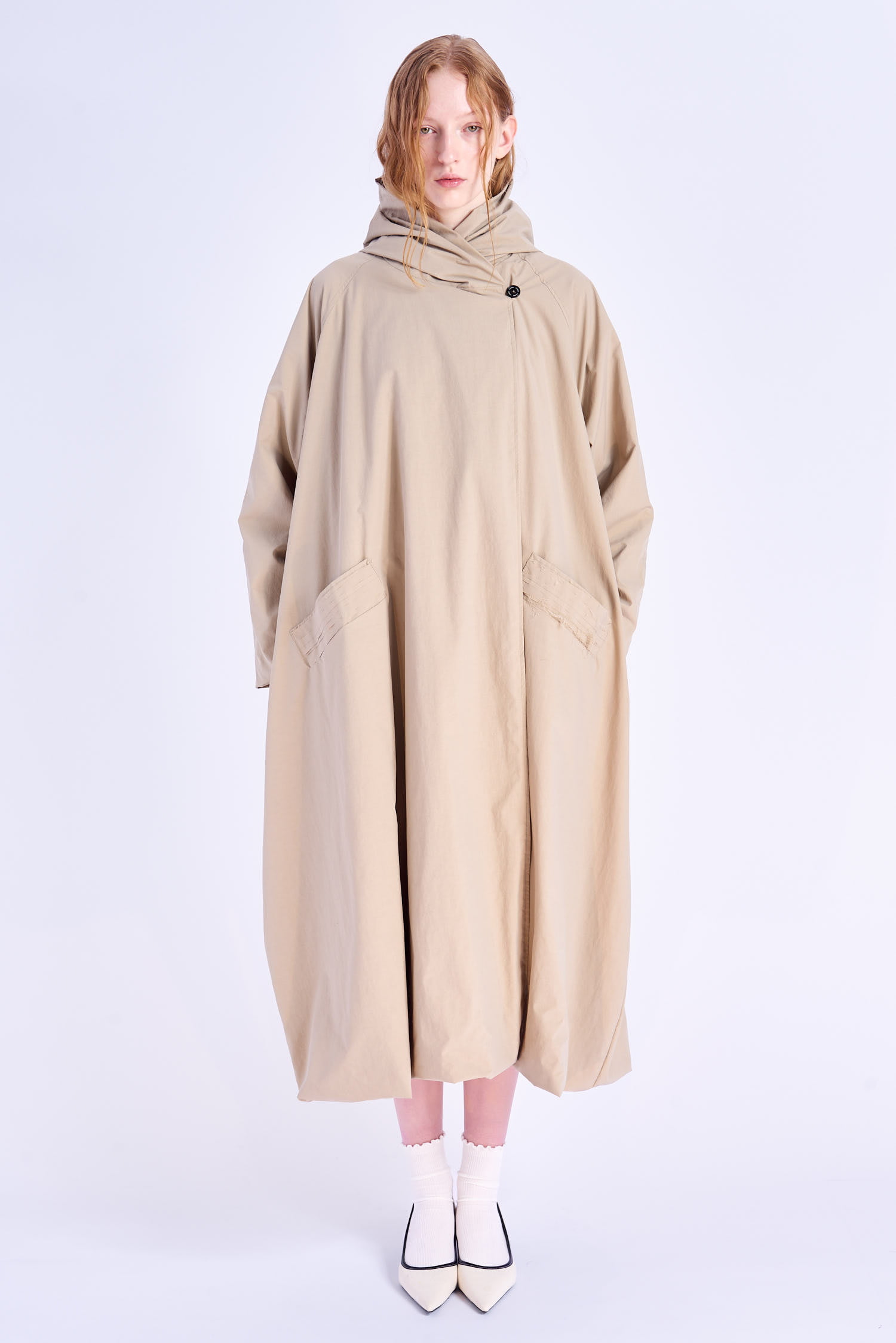 Acephala Ss2024 Online Oversized Hoodied Coat Beige 004