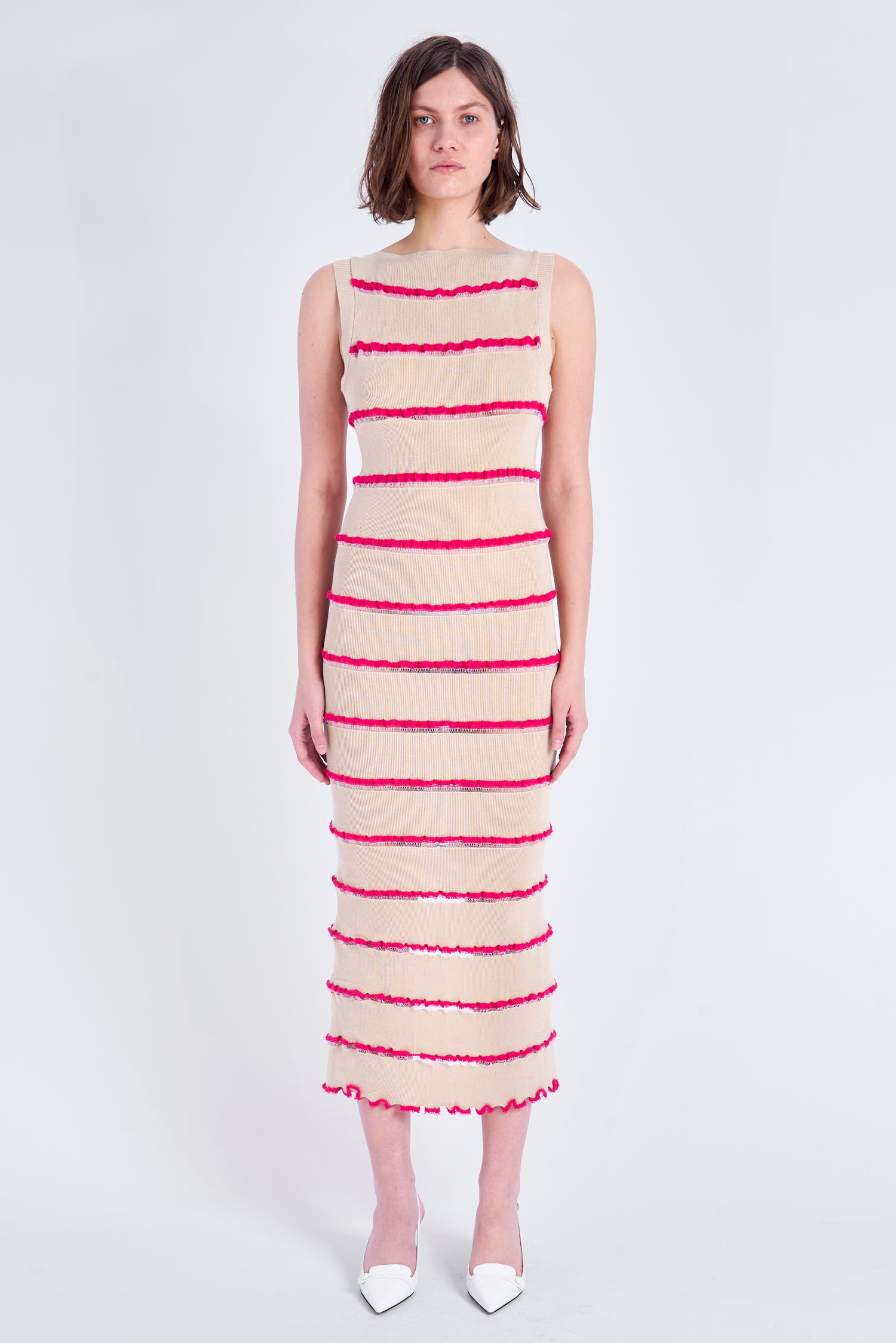 Acephala Ss2024 Online Ribbed Panelled Dress Wide Stripes 079